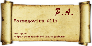 Pozsegovits Aliz névjegykártya